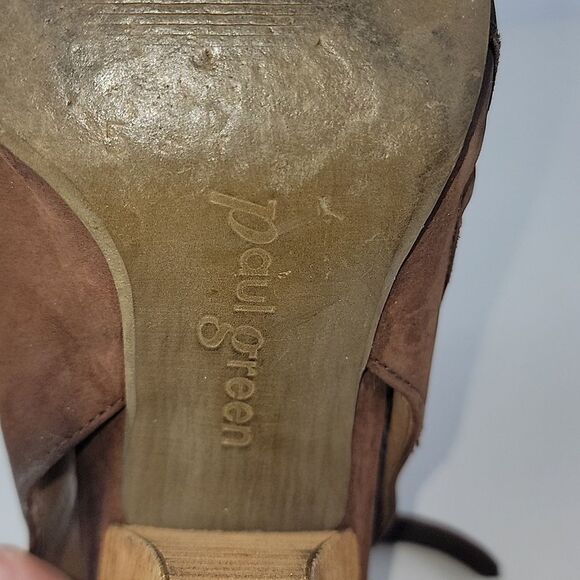 Paul Green Cayanne Peep Toe Ankle Booties Nubuck Leather Block Heel - Picture 14 of 16